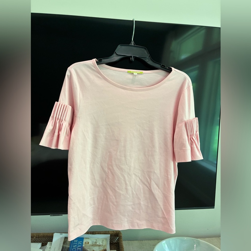Gianni Bini Light Pink Pleated Sleeve Tee